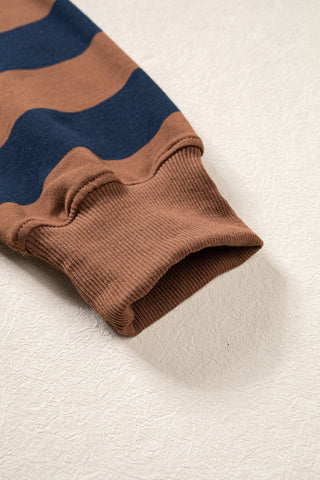 Rose Stripe Colorblock Mock Neck Relaxed Sweatshirt