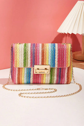Multicolour Bohemian Woven Gold Chain Shoulder Bag, Dear-Lover Dropshipping - A Blissfully Beautiful Boutique