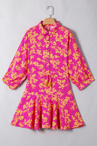 Pink Floral Print Drawstring Tunic Flowy Short Dress | A Blissfully Beautiful Boutique Pink Floral Print Drawstring Tunic Flowy Short Dress | A Blissfully Beautiful Boutique