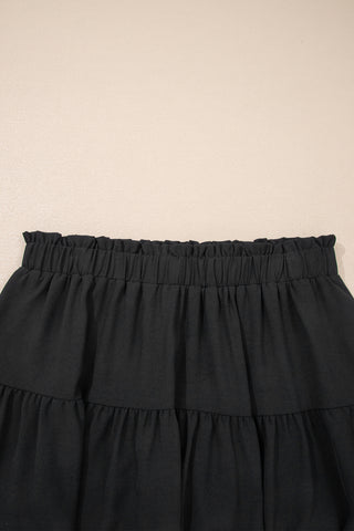 Black Plus Size Frilled Elastic Waist Lace Trim Boho Ruffled Shorts, Dear-Lover Dropshipping - A Blissfully Beautiful Boutique