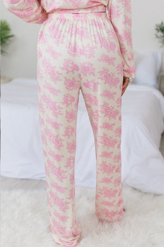 Pink Floral Long Sleeve and Pants Pajamas Set