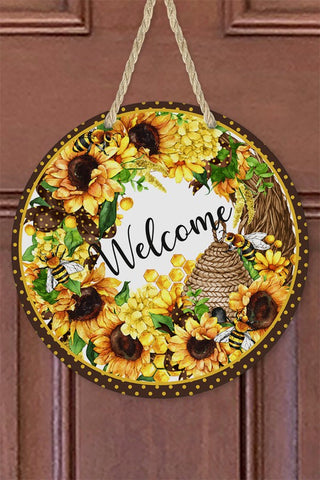 Welcome Sunflower Hives Door Hanger