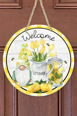 Welcome Lemon Gnome Wall Sign Door Hanger