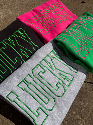 Lucky Embroidered Sweatshirt, Merch Girls - A Blissfully Beautiful Boutique