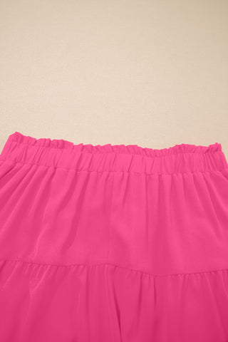 Rose Red Plus Size Frilled Elastic Waist Lace Trim Boho Ruffled Shorts, Dear-Lover Dropshipping - A Blissfully Beautiful Boutique