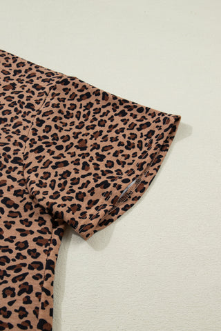 Brown Plus Size Leopard Loose Top Pleated Pants Set, Dear-Lover Dropshipping - A Blissfully Beautiful Boutique