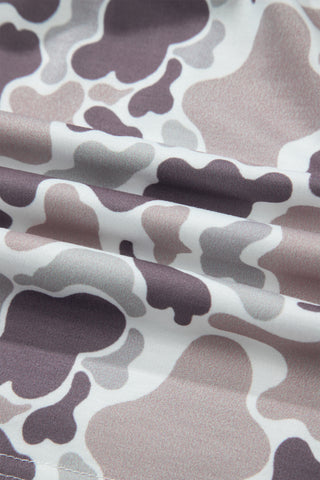 Khaki Abstract Camo Elastic Waist Drawstring Mini Skort, Dear-Lover Dropshipping - A Blissfully Beautiful Boutique