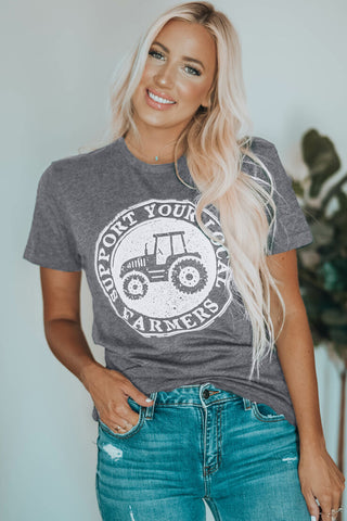 Gray SUPPORT YOUR LOCAL FARMERS Graphic Tee