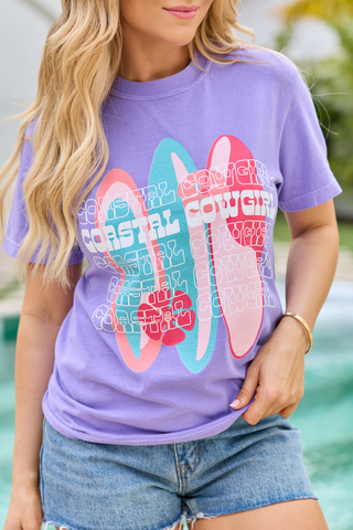 Coastal Cowgirl Purple Graphic Tee, Pink Lily - A Blissfully Beautiful Boutique