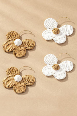 Raffia straw flower earrings, ShopCottonBelles - A Blissfully Beautiful Boutique