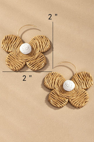 Raffia straw flower earrings, ShopCottonBelles - A Blissfully Beautiful Boutique