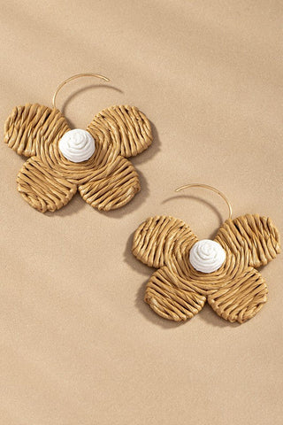 Raffia straw flower earrings, ShopCottonBelles - A Blissfully Beautiful Boutique