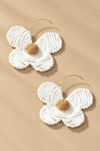 Raffia straw flower earrings, ShopCottonBelles - A Blissfully Beautiful Boutique