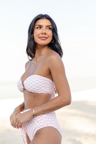 Golden Isle Pink Textured Ring Bikini Top