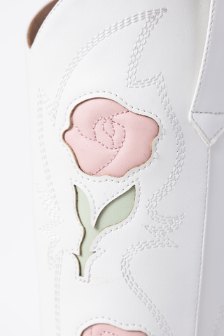 Willa Rose White Cowboy Boots, Pink Lily - A Blissfully Beautiful Boutique