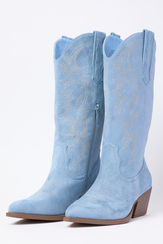 Jubilee Blue Cowboy Boots, Pink Lily - A Blissfully Beautiful Boutique