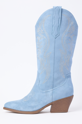 Jubilee Blue Cowboy Boots, Pink Lily - A Blissfully Beautiful Boutique