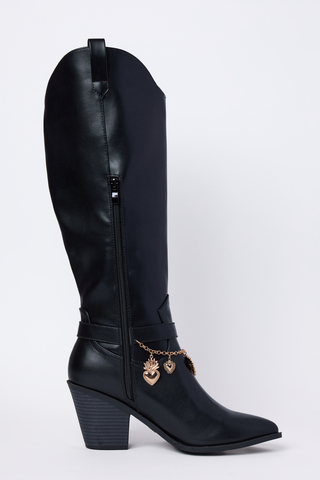 Cattle Black Charm Cowboy Boots, Pink Lily - A Blissfully Beautiful Boutique