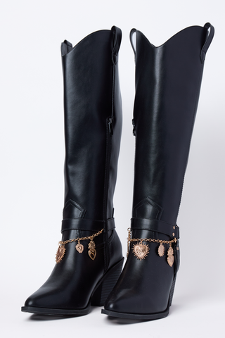 Cattle Black Charm Cowboy Boots, Pink Lily - A Blissfully Beautiful Boutique