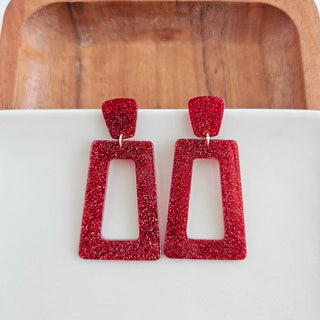 Avery Earrings - Red Glitter, ShopCottonBelles - A Blissfully Beautiful Boutique