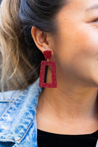 Avery Earrings - Red Glitter, ShopCottonBelles - A Blissfully Beautiful Boutique