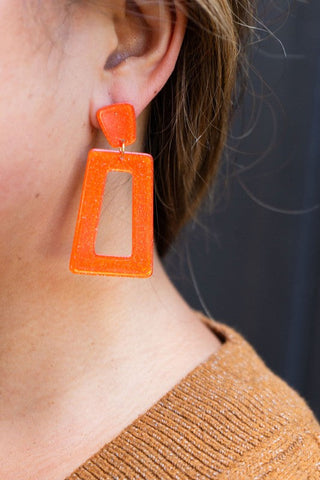 Avery Earrings - Orange Glitter, ShopCottonBelles - A Blissfully Beautiful Boutique