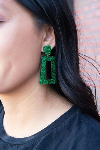 Avery Earrings - Green Glitter, ShopCottonBelles - A Blissfully Beautiful Boutique