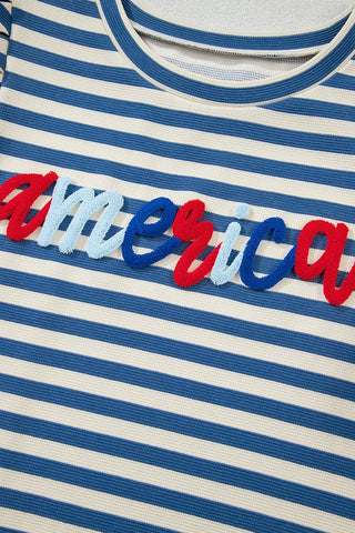 Stripe America Cursive Graphic Puff Sleeve T-shirt