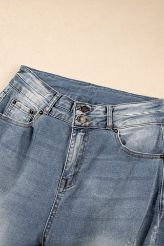 Distressed Raw Hem Bootcut Jeans