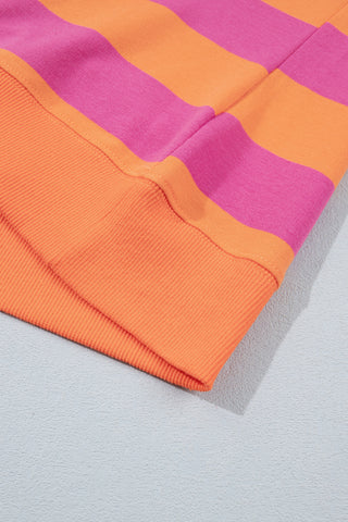 Rose Stripe Colorblock Mock Neck Relaxed Sweatshirt