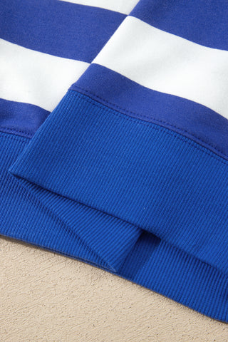 Rose Stripe Colorblock Mock Neck Relaxed Sweatshirt