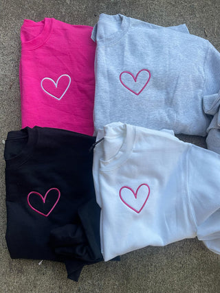 Heart Left Chest Embroidered Sweatshirt- Youth - QUICK SHIP, Merch Girls - A Blissfully Beautiful Boutique