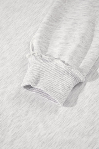 Light Grey High Neck Polka Dot Slogan Printed Baggy Sweatshirt