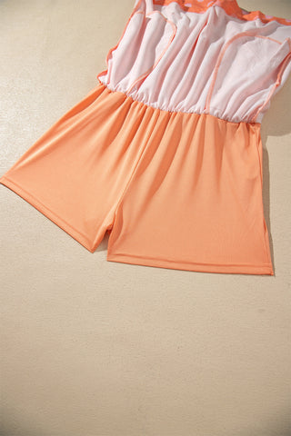 Orange Polka Dot Hooded Long Sleeve Top Casual Mini Skort Set