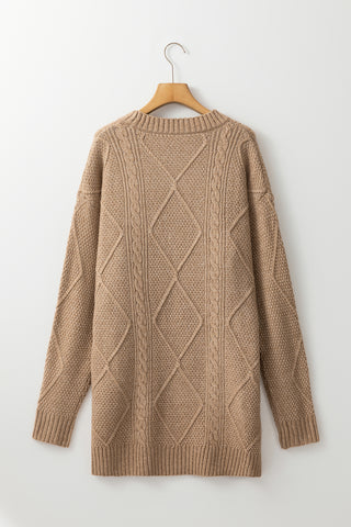 Parchment Cable Knit Drop Shoulder Loose Fit Sweater Dress | A Blissfully Beautiful Boutique Parchment Cable Knit Drop Shoulder Loose Fit Sweater Dress | A Blissfully Beautiful Boutique