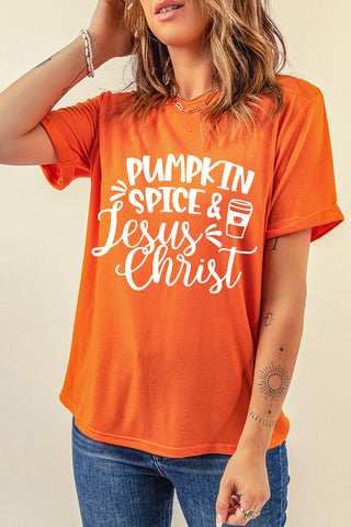Orange PUMPKIN SPICE & Jesus Christ Graphic T-shirt