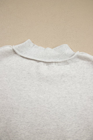 Gray Saved By Grace Embroidered Detail Letter Graphic High Neck Sweatshirt