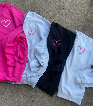 Heart Left Chest Embroidered Sweatshirt- Youth - QUICK SHIP, Merch Girls - A Blissfully Beautiful Boutique