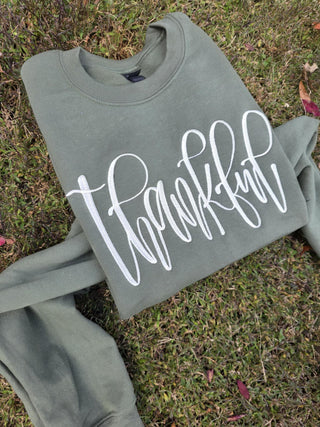 Thankful Embroidered Sweatshirt, Merch Girls - A Blissfully Beautiful Boutique