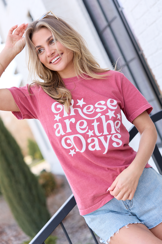 These Are The Days Red Graphic Tee, Pink Lily - A Blissfully Beautiful Boutique