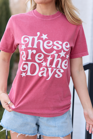 These Are The Days Red Graphic Tee, Pink Lily - A Blissfully Beautiful Boutique