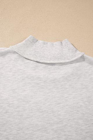 Light Grey High Neck Polka Dot Slogan Printed Baggy Sweatshirt
