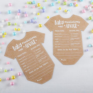 BABY SHOWER PREDICTION ADVICE CARD - ONESIE SHAPE (SET OF 50), A Blissfully Beautiful Boutique - A Blissfully Beautiful Boutique