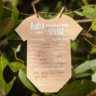 BABY SHOWER PREDICTION ADVICE CARD - ONESIE SHAPE (SET OF 50), A Blissfully Beautiful Boutique - A Blissfully Beautiful Boutique