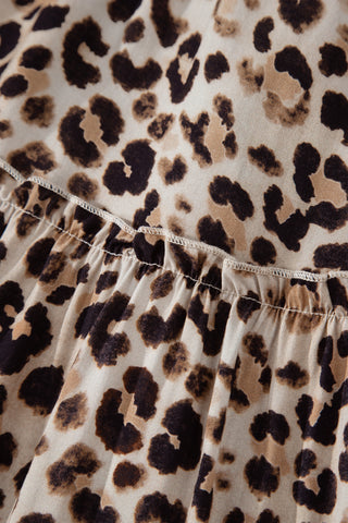 Brown Ruffled Straps Smocked Tiered Leopard Maxi Dress, Dear-Lover Dropshipping - A Blissfully Beautiful Boutique