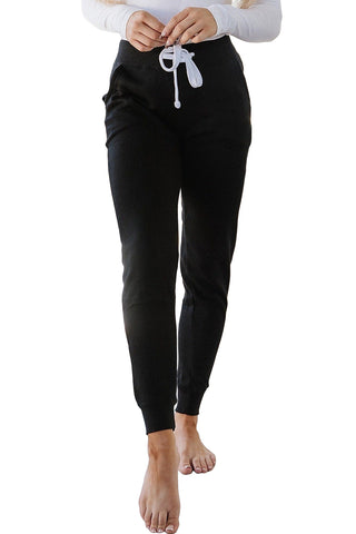 Black Drawstring Waist Pocketed Joggers, A Blissfully Beautiful Boutique - A Blissfully Beautiful Boutique