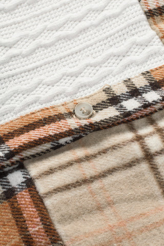 Orange Plaid Color Block Patchwork Shirt Jacket with Pocket, A Blissfully Beautiful Boutique - A Blissfully Beautiful Boutique