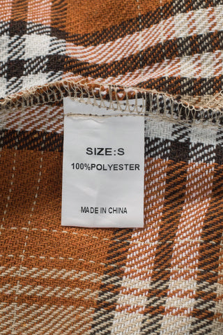 Orange Plaid Color Block Patchwork Shirt Jacket with Pocket, A Blissfully Beautiful Boutique - A Blissfully Beautiful Boutique