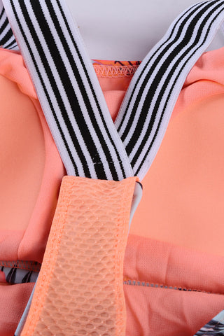 Orange Printed Splicing Racerback Tankini, A Blissfully Beautiful Boutique - A Blissfully Beautiful Boutique