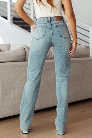 Miranda High Rise Plaid Cuff Vintage Straight Jeans, Ave Shops - A Blissfully Beautiful Boutique